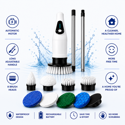 Cleanova™ 9-in-1 Cordless Spin Scrubber with 9 Brush Heads