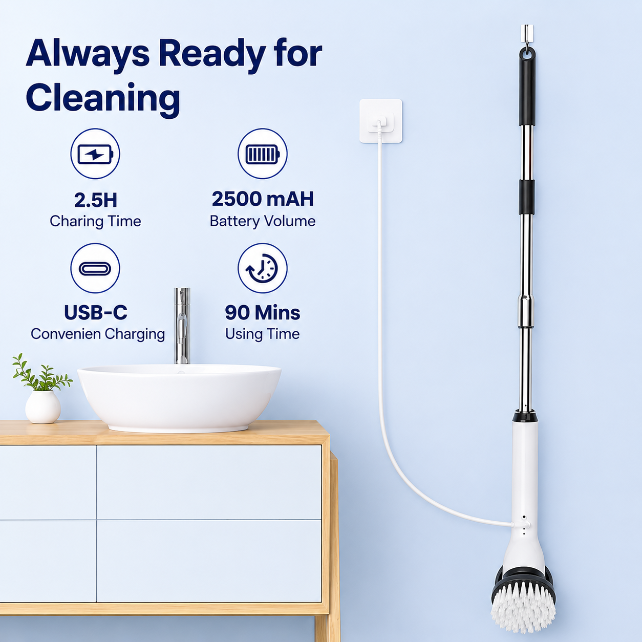 Cleanova™ 9-in-1 Cordless Spin Scrubber with 9 Brush Heads